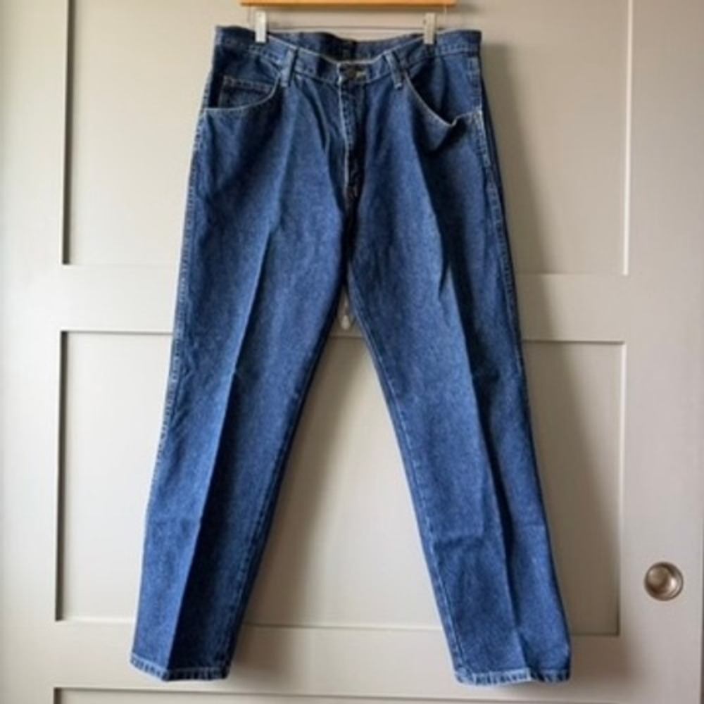 Wrangler Jeans Mens 36x29 Blue Straight Leg Denim Workwear Pants Rugged Classic